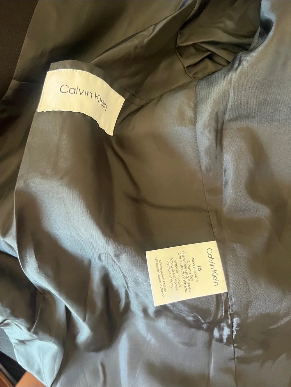 NWT Calvin Klein Boys' 2-piece Formal Suit Set size 16 husky